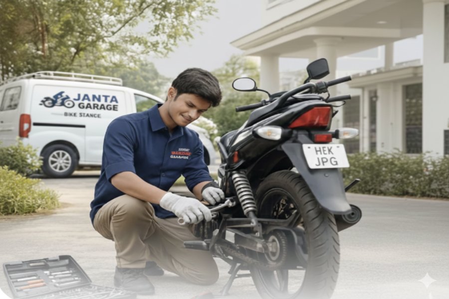 Bike service technician providing doorstep bike service